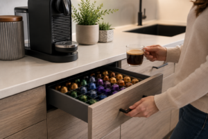 coffee pod drawer organizer under coffee machine