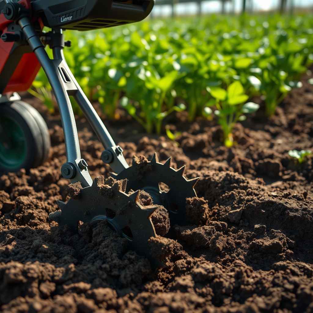 electric tiller in action