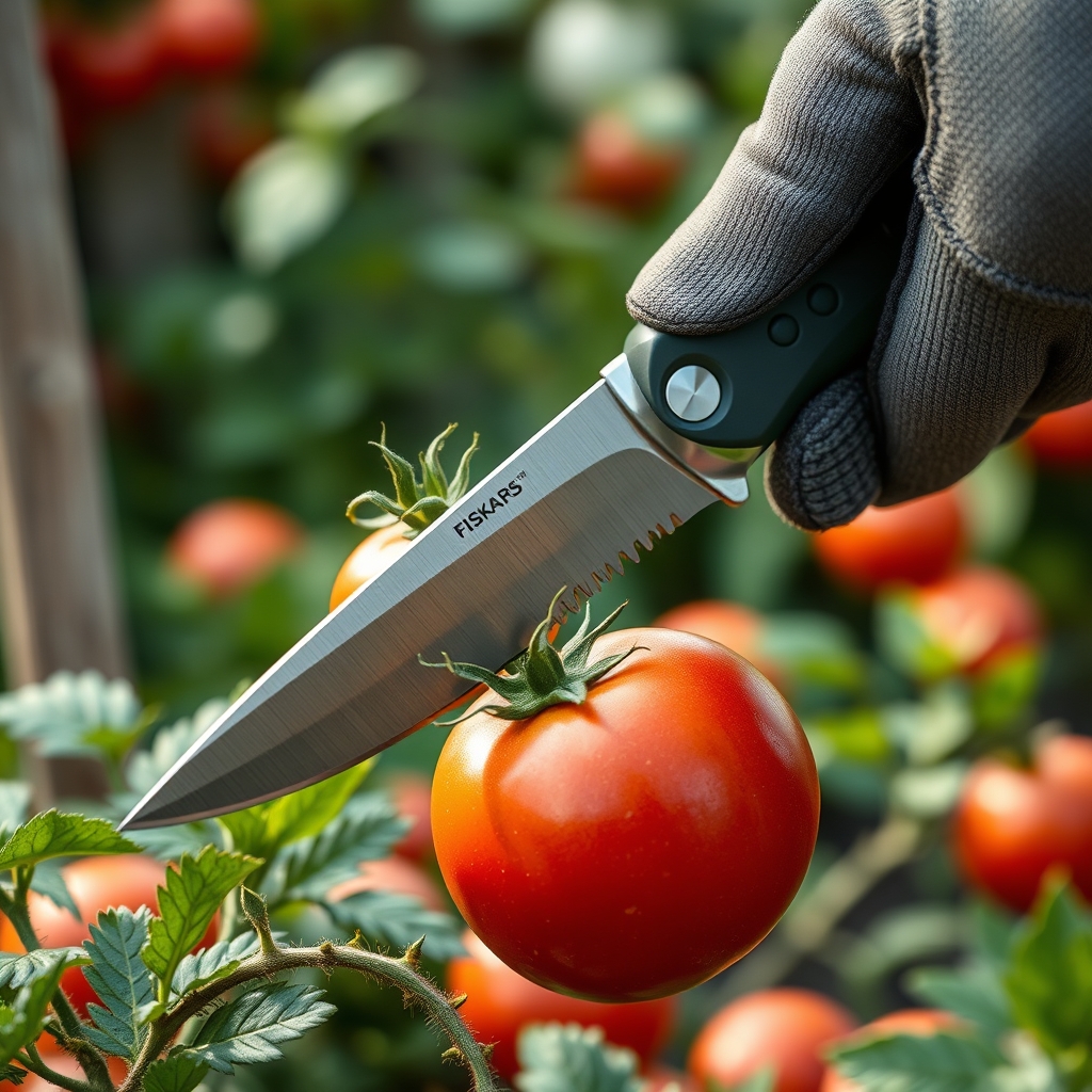 harvesting knife in action
