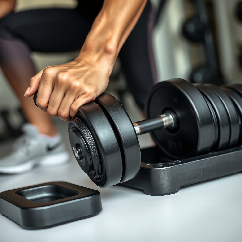 adjustable dumbbells in action