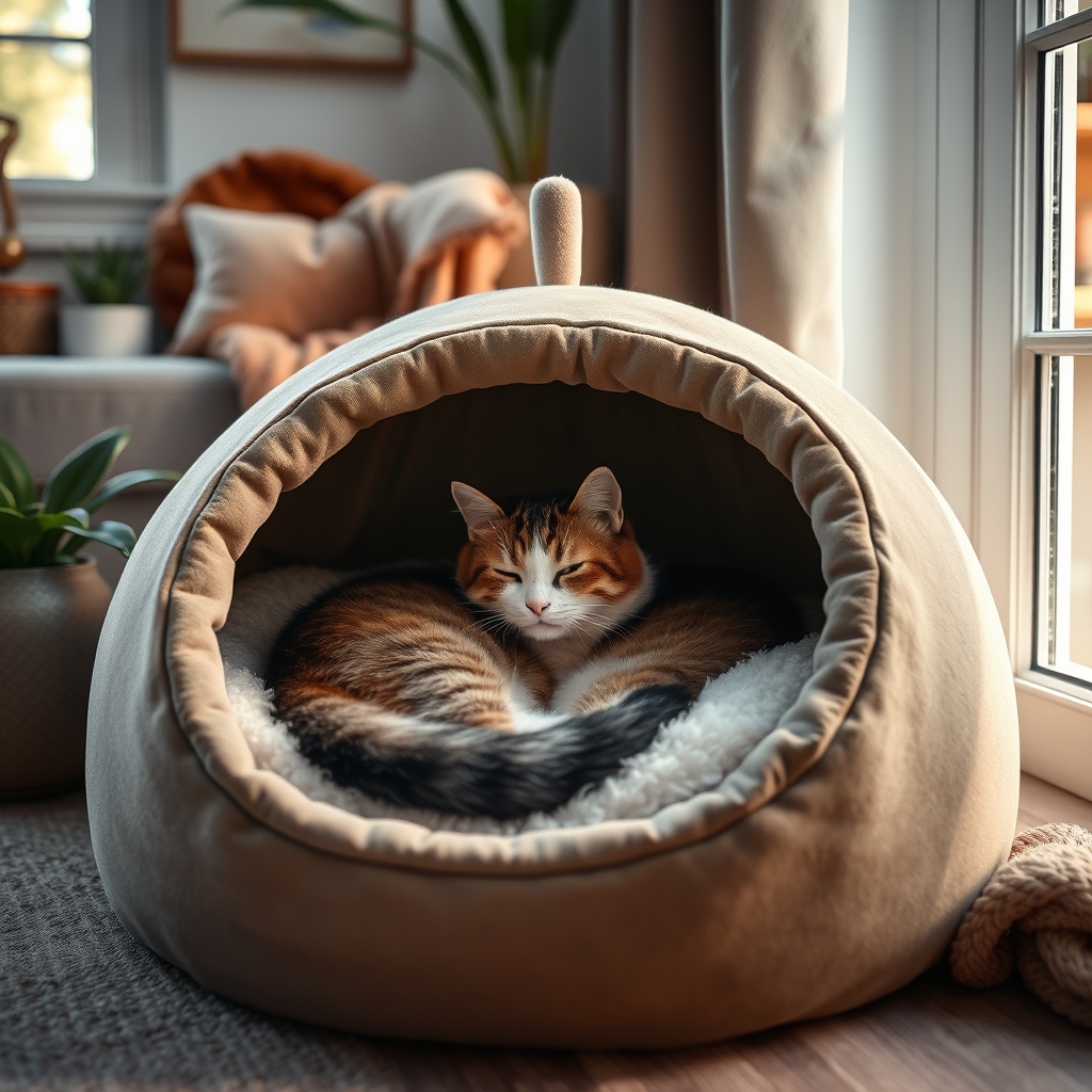 cat bed in action