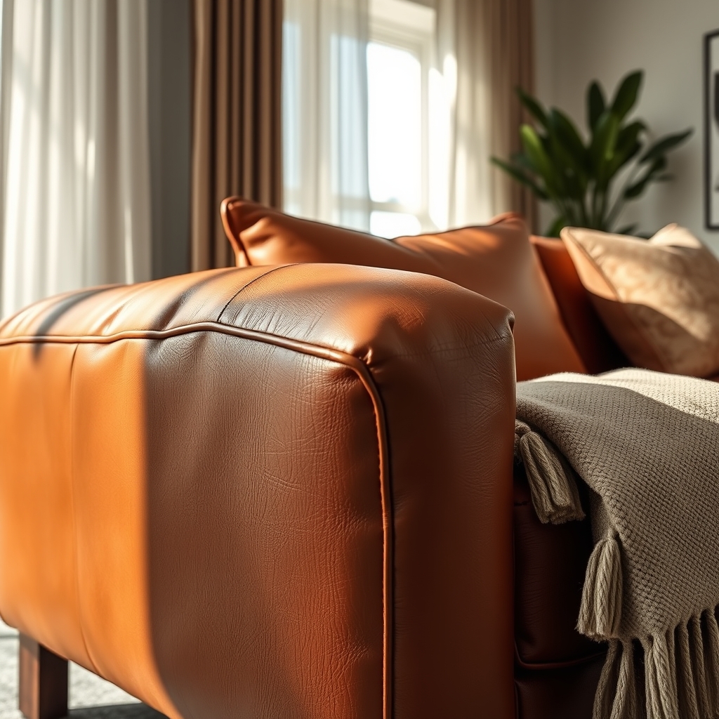 leather sofa in action