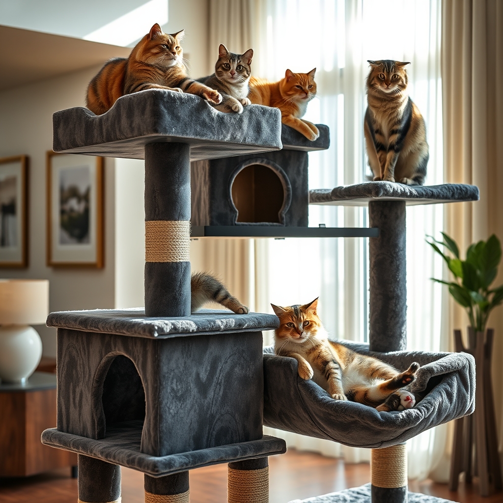 cat tree in action