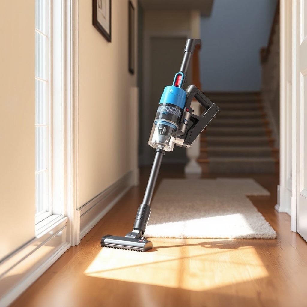 stick vacuum in action