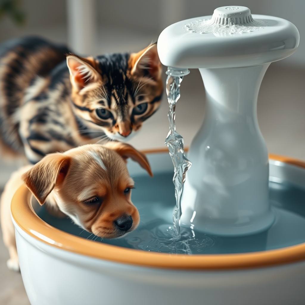 ceramic fountain in action
