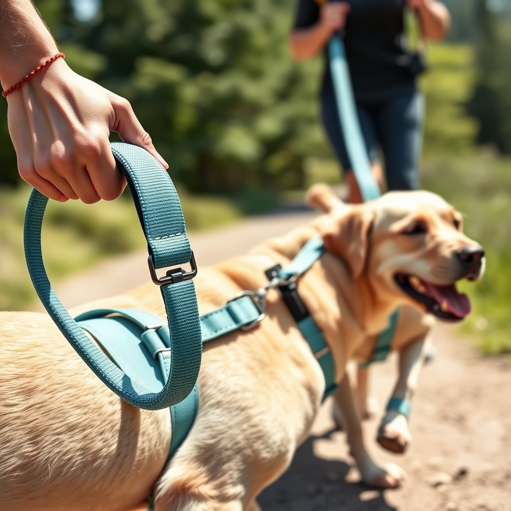 dog leash in action