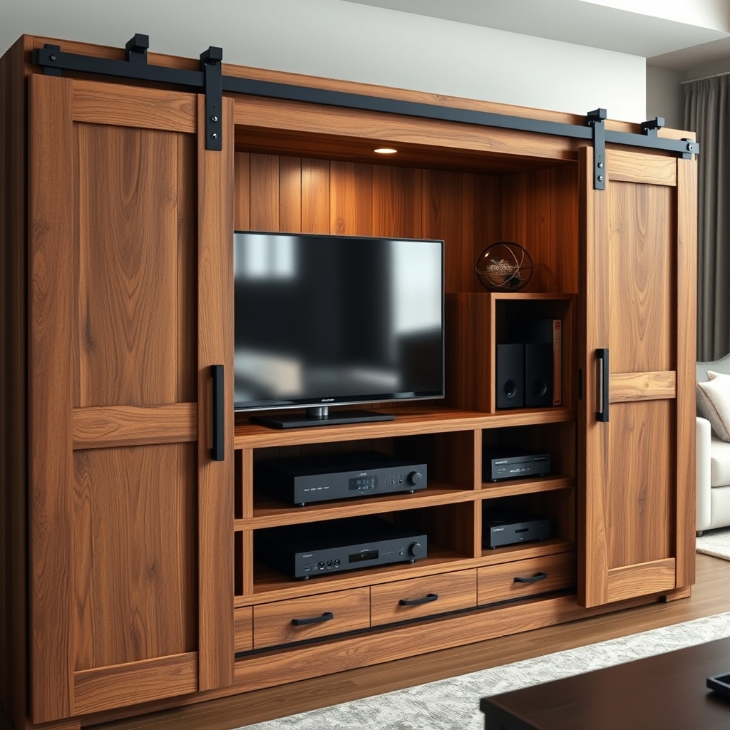barnwood tvstand in action